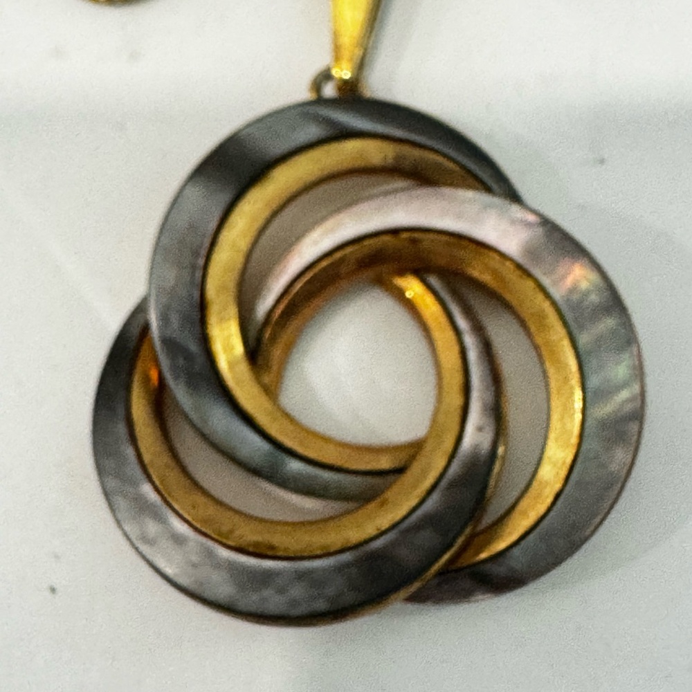 Vtg Modernist Pendant Necklace Mother of Pearl Abalone German Ges Gesch 60's